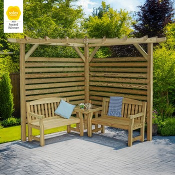 Ludlow Corner Pergola with Back Panels