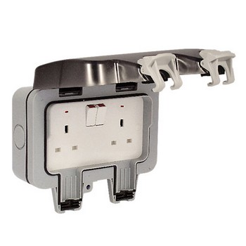 Double External Power Socket - Stainless Steel